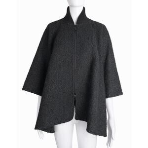 Canada Weather Gear Black Fleece Poncho Cape Jacket Womens One Size Zip